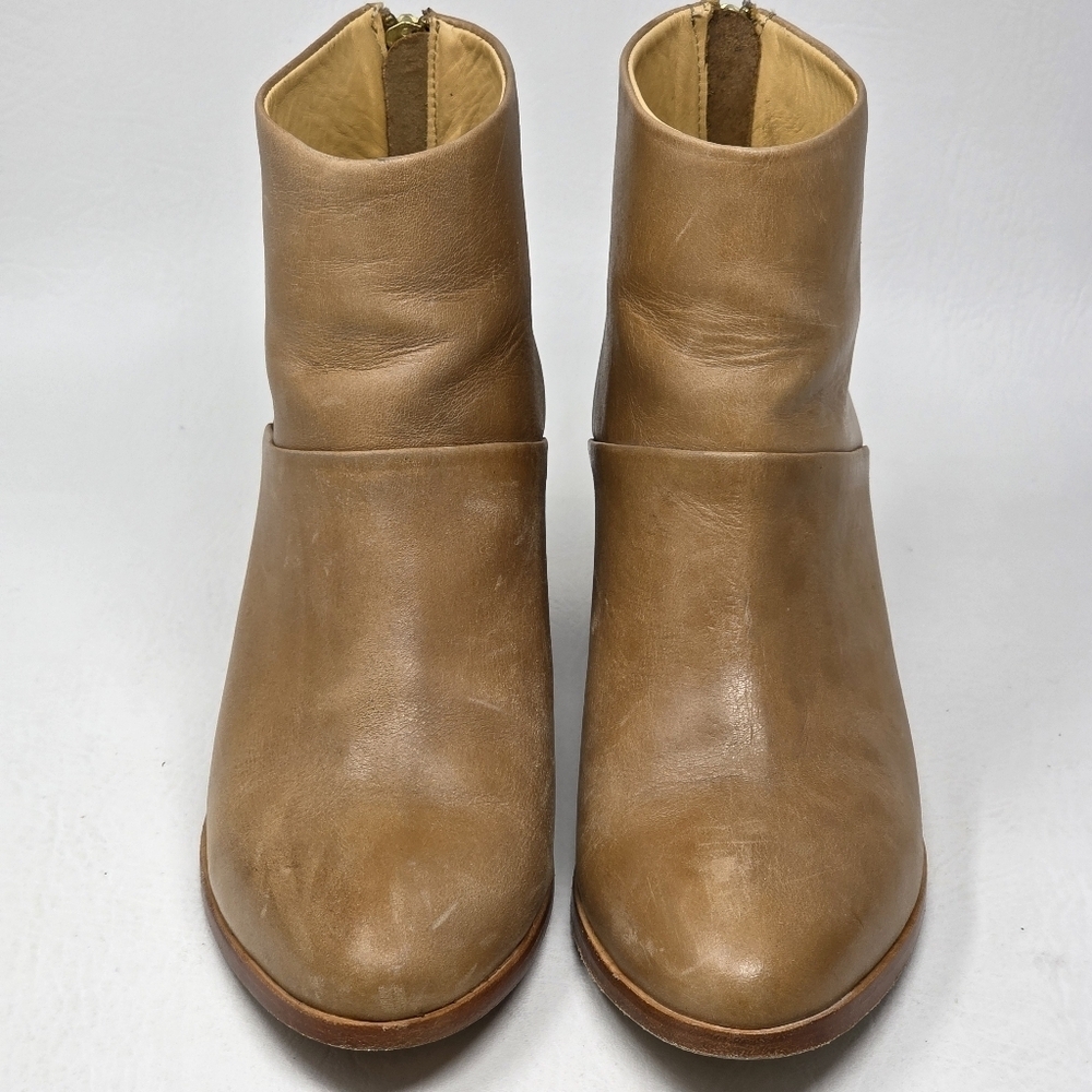 Nisolo Dari Ankle Boots Womens Size 8 Almond Leather Shoe Back Zip Heeled Bootie - Picture 5 of 11